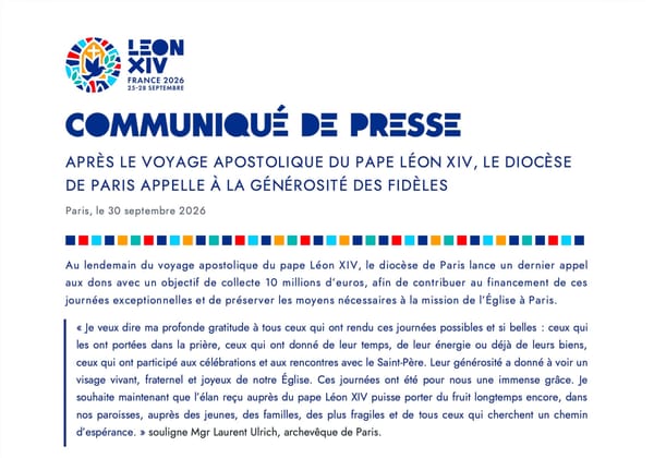 Le diocèse lance un appel à la générosité